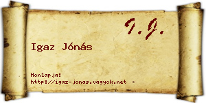 Igaz Jónás névjegykártya